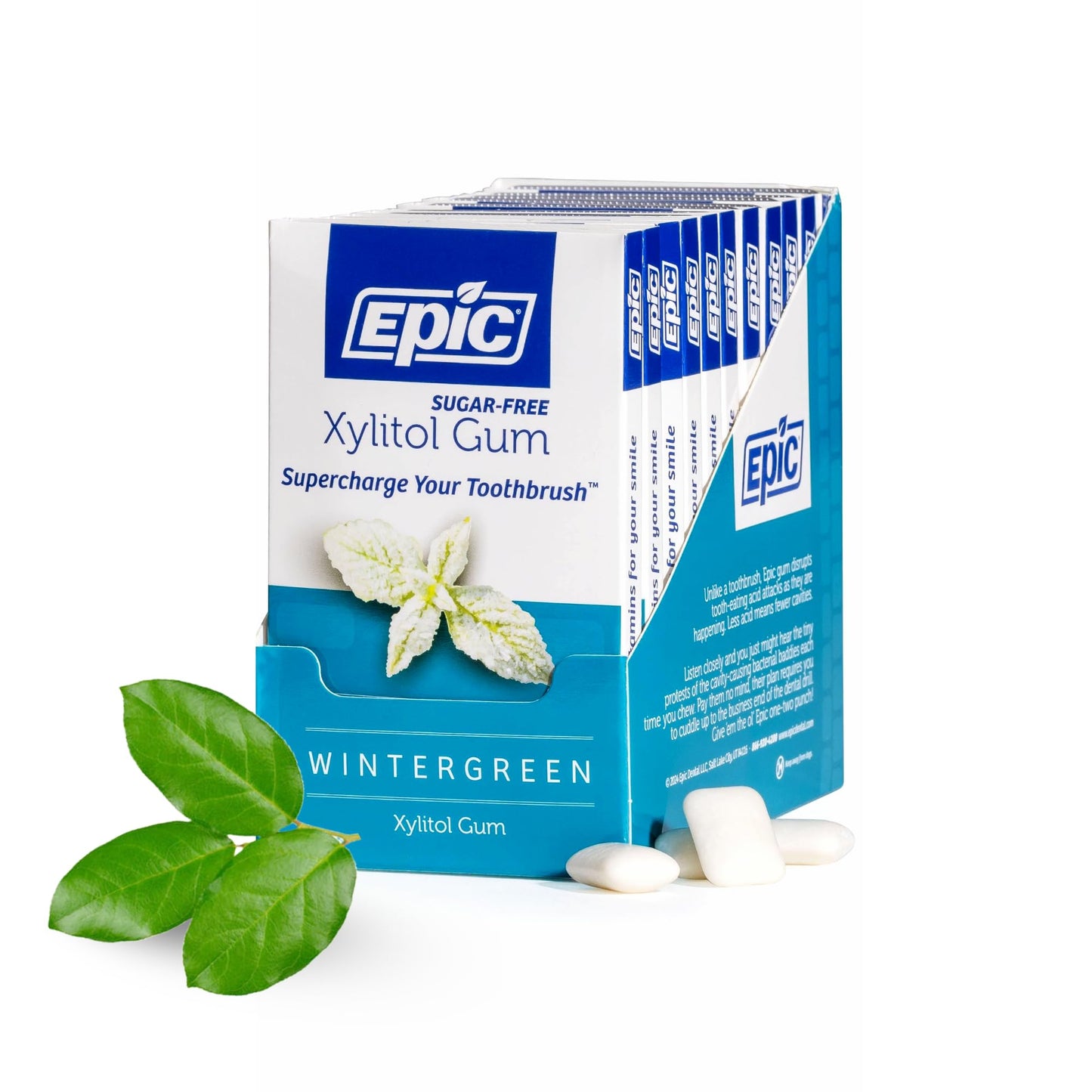 Epic 100% Xylitol Wintergreen Chewing Gum - Sugar Free  Aspartame Free Dental Gum - Supports Oral Health & Fresh Breath - 12 Pieces (Pack Of 12)