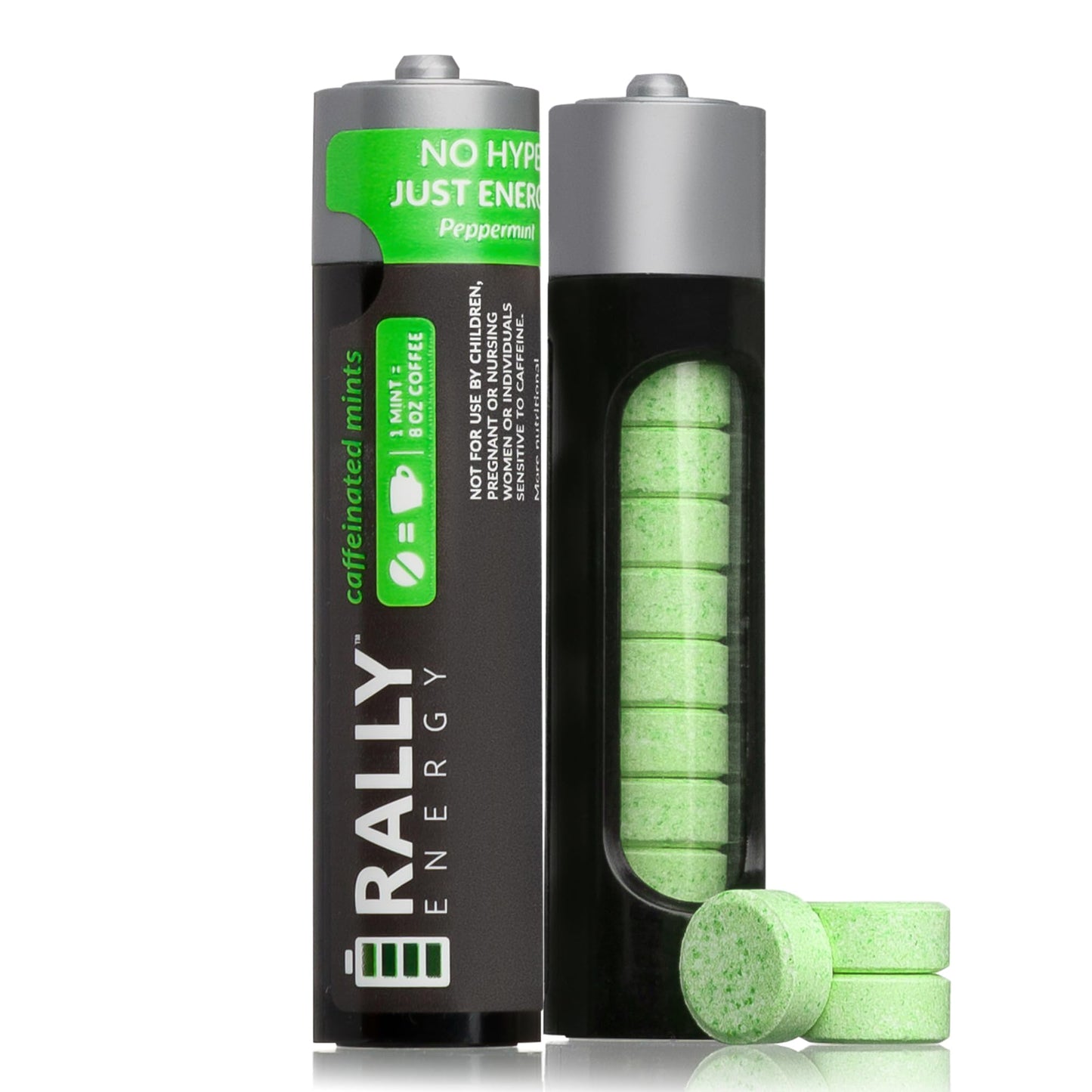 Rally Energy Caffeine Mints, 60mg Caffeine, Fresh Peppermint, 10 Count (Pack of 2)