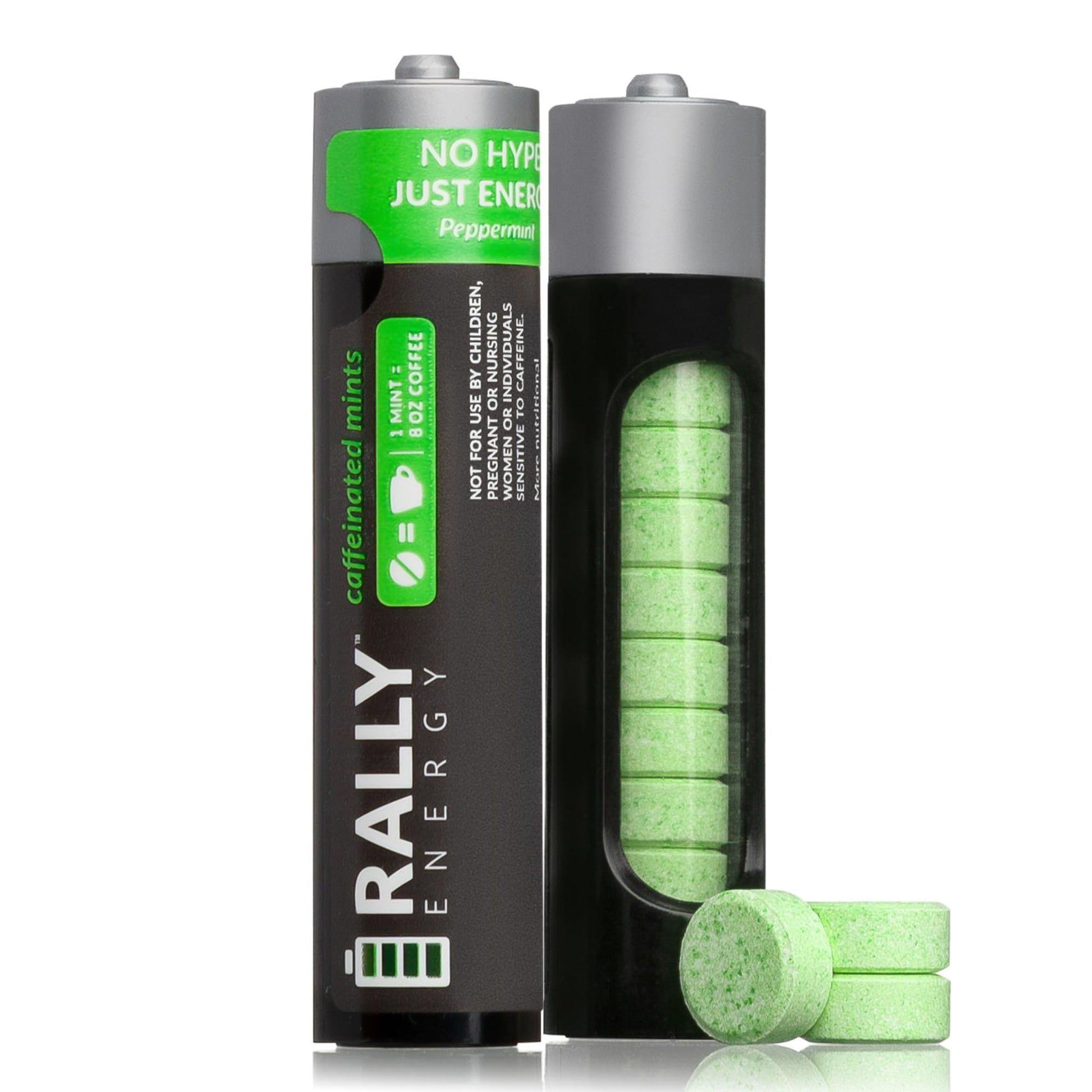 Rally Energy Caffeine Mints, 60mg Caffeine, Fresh Peppermint, 10 Count (Pack of 2)