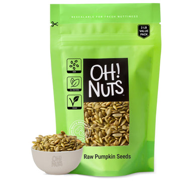 Pumpkin Seeds | Raw - 100% Natural | 2 Lb | Unshelled Pepitas Raw | Packed In New York Zip-Seal Bag For Exceptional Freshness By Oh Nuts