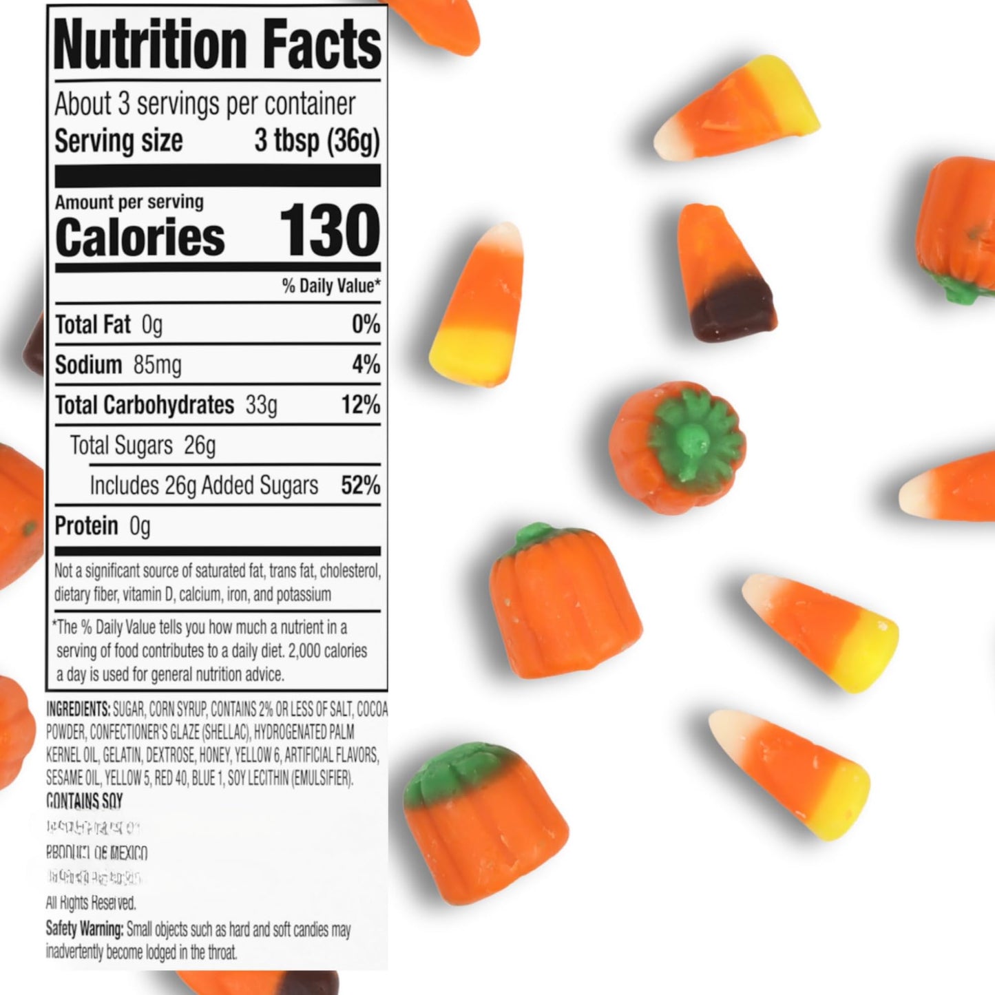 Autumn Mix Candy Corn Individual Packages, Mellowcreme Candies Seasonal Party Favors, Pack of 3, 4.2 Ounces Each