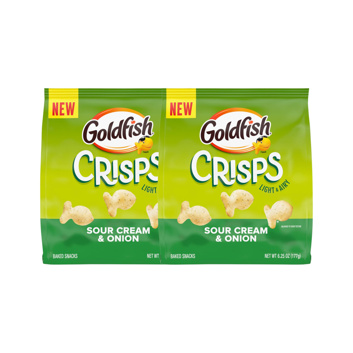 Goldfish Crisps Sour Cream & Onion Baked Chip Cracker Snacks, 6.25 Oz Bag (Pack of 2)