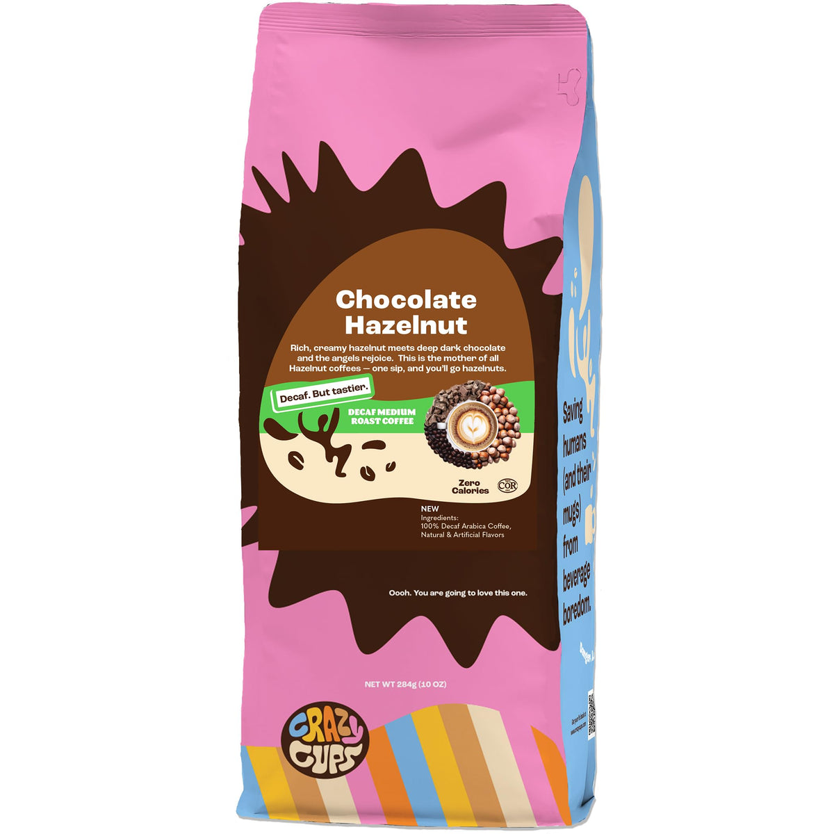 Crazy Cups Flavored Decaf Ground Coffee, Hazelnut Coffee Flavored Ground Coffee, Decaffeinated Coffee For Brewing Decaf Coffee G