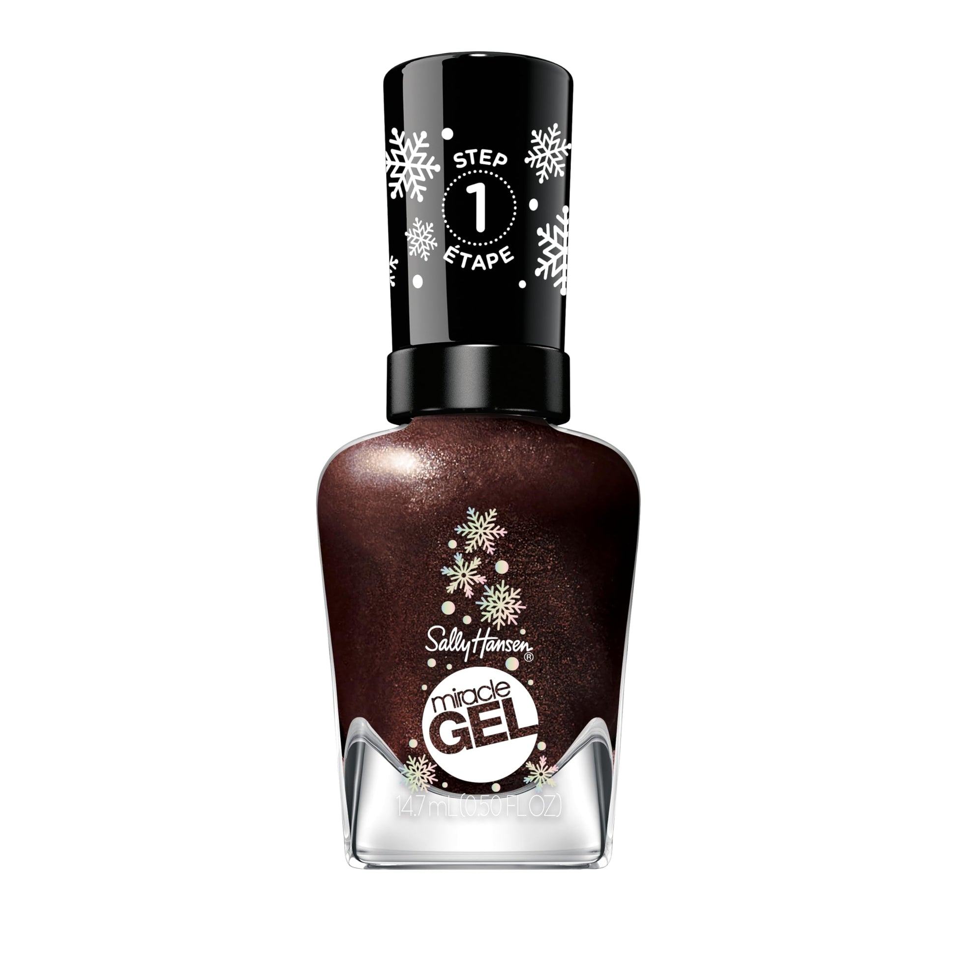 Sally Hansen Miracle Gel Nail Polish, Long Lasting, Brown Glitter, 0.5 Fl Oz, Hot Cocoa Cuddles