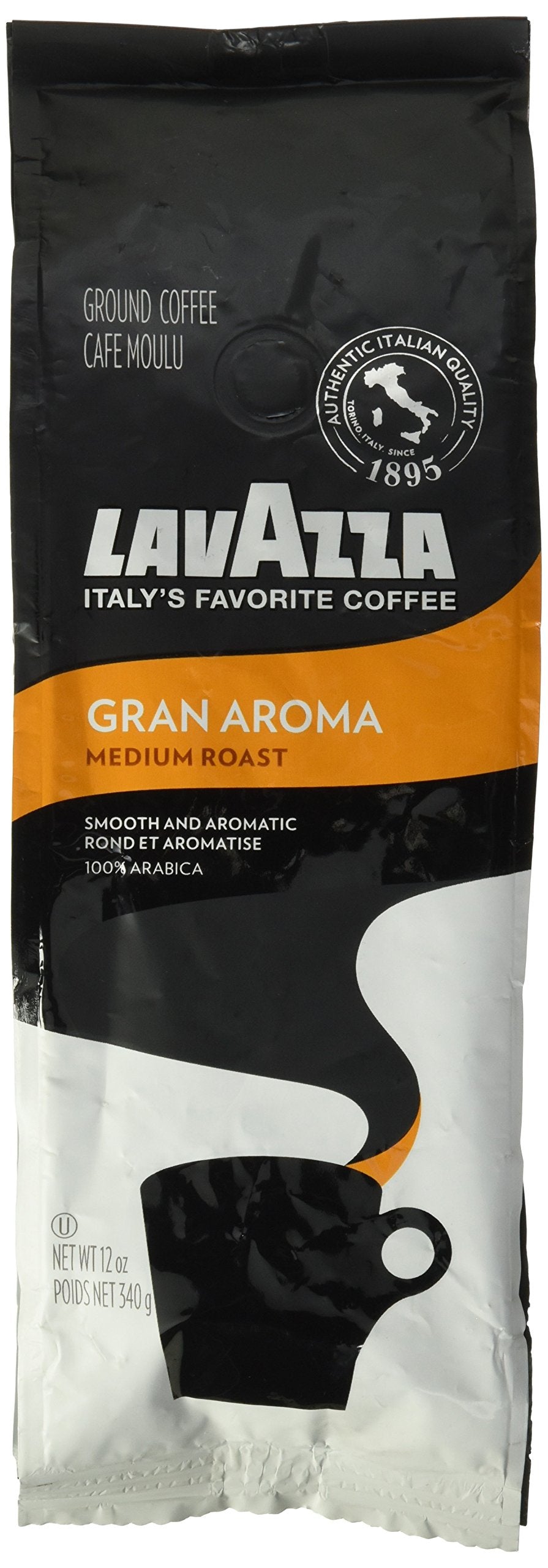 Lavazza Gran Aroma Ground Coffee, Medium Roast, 12 oz Bag, Model LAV7509