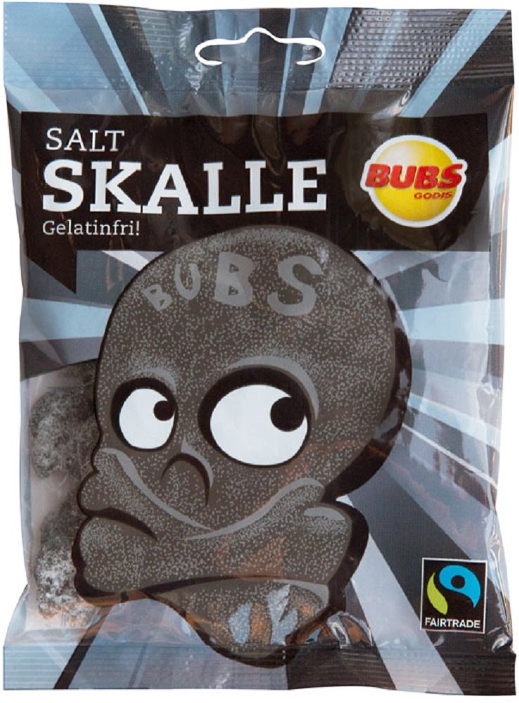 SKALLE Bubs Godis Salt Skalle - Salty Licorice Candies - 2 Bags x 90g (3.17 oz) - Gelatine Free - Swedish Treats