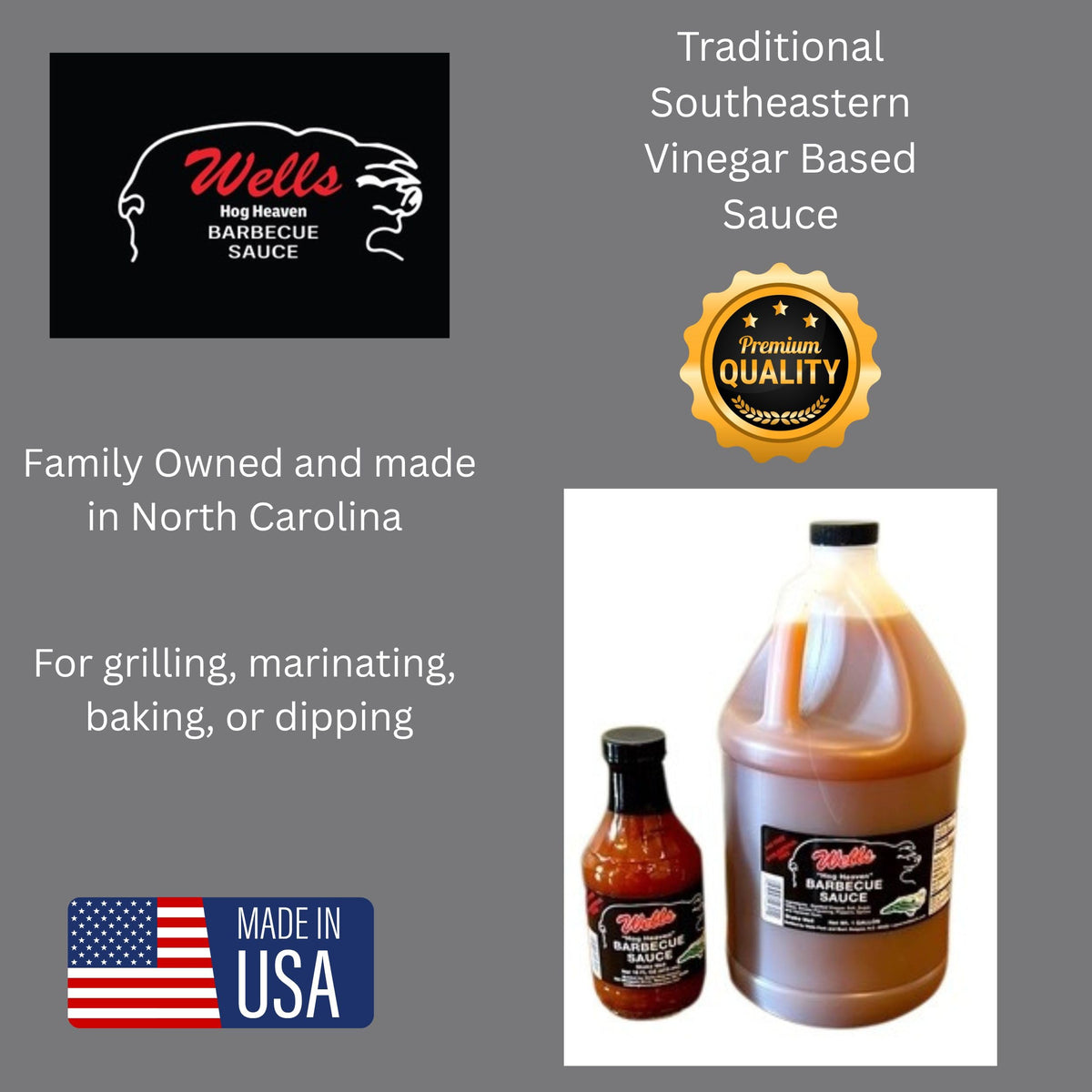 Wells Hog Heaven Barbecue Sauce | Carolina Vinegar Based | 1 Gallon