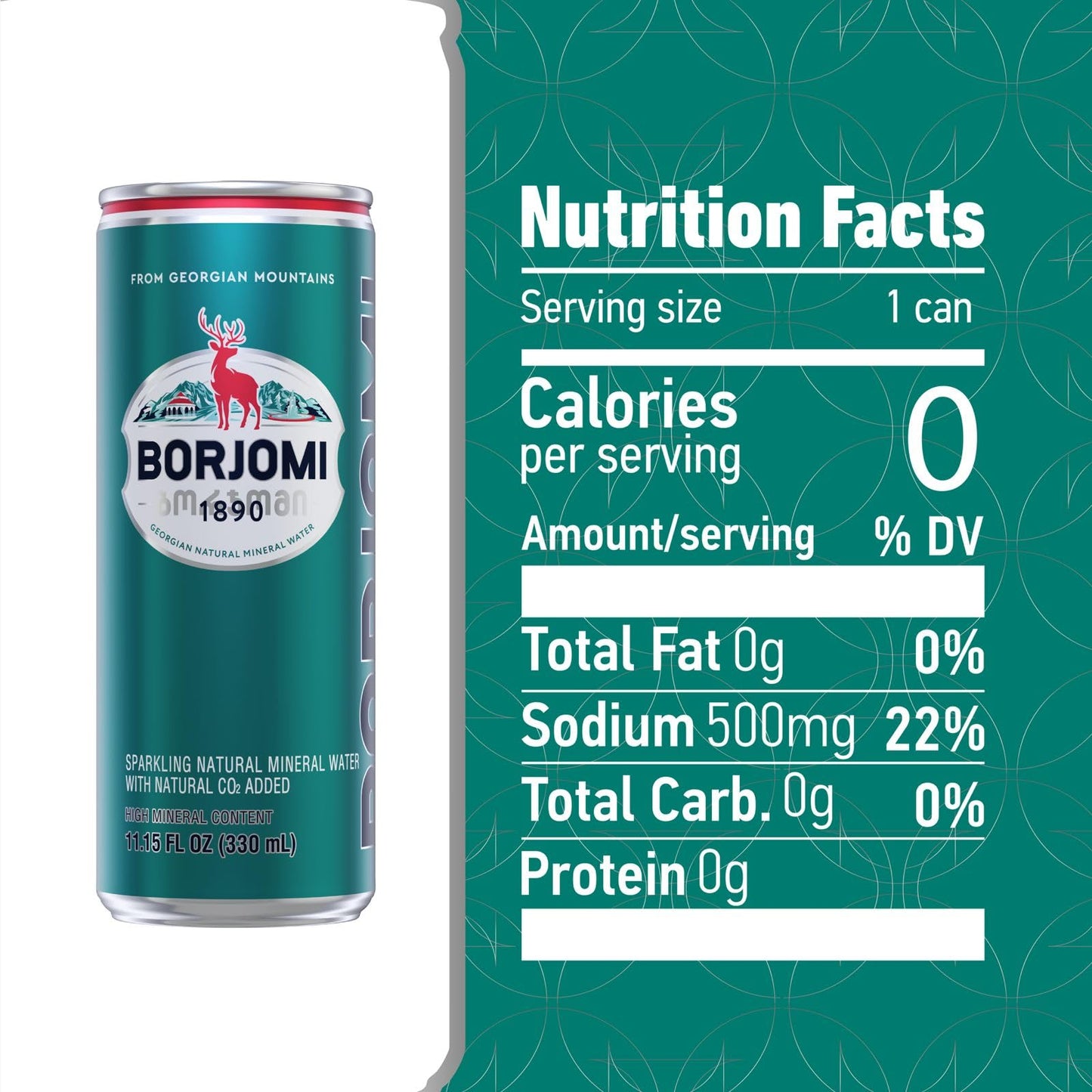 BORJOMI Sparkling Mineral Water from Georgian Volcanic Springs  Canned  Naturally Carbonated  Plain  Unflavored  11.15 fl oz Cans  12 Pack