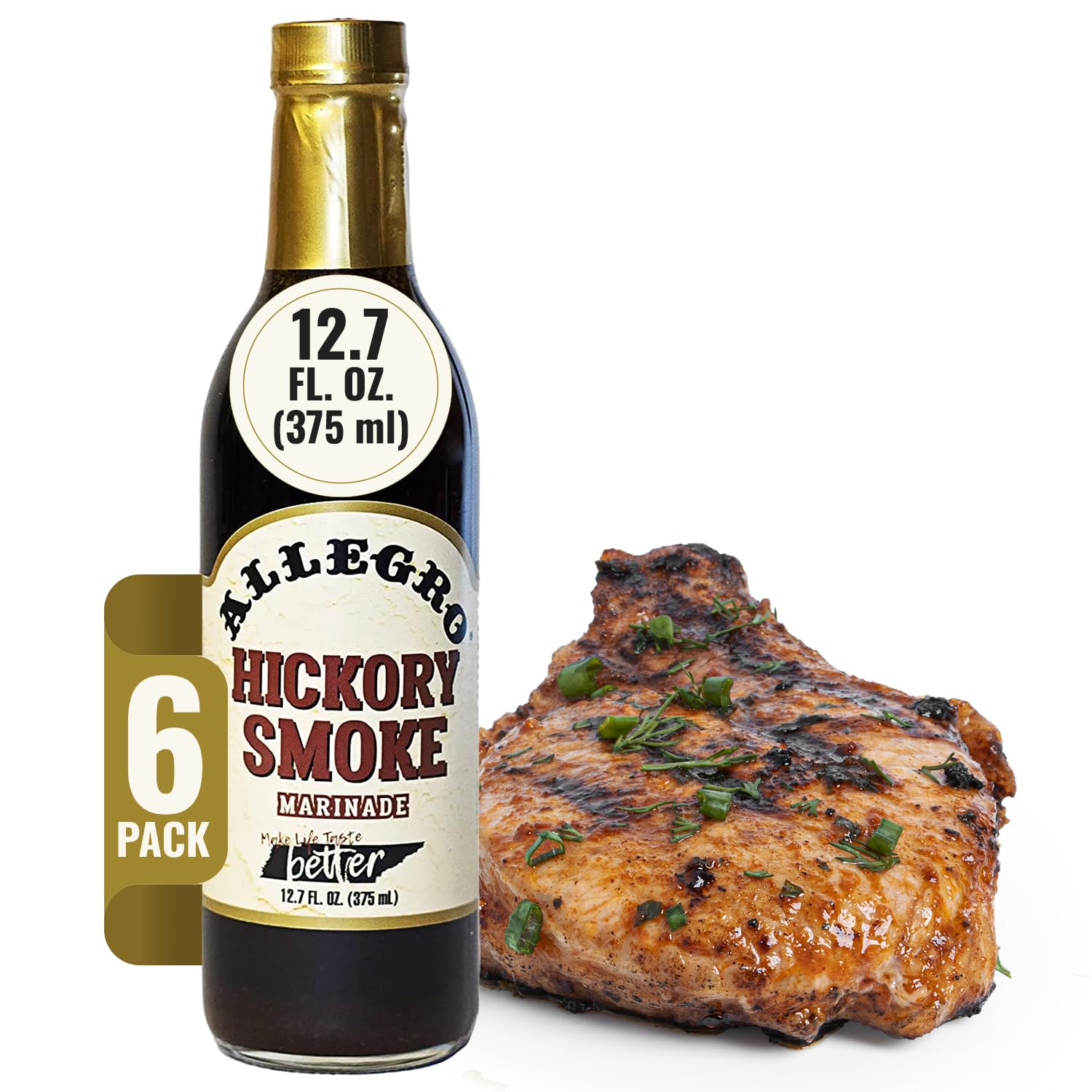 ALLEGRO - The Marinate Everything Marinades | Perfect Marinades for Meat & Veggies | Marinade for Grilling, Roasting & Cooking | Kosher & Gluten Free | 12.7 Oz (Pack of 6) - Hickory Smoke