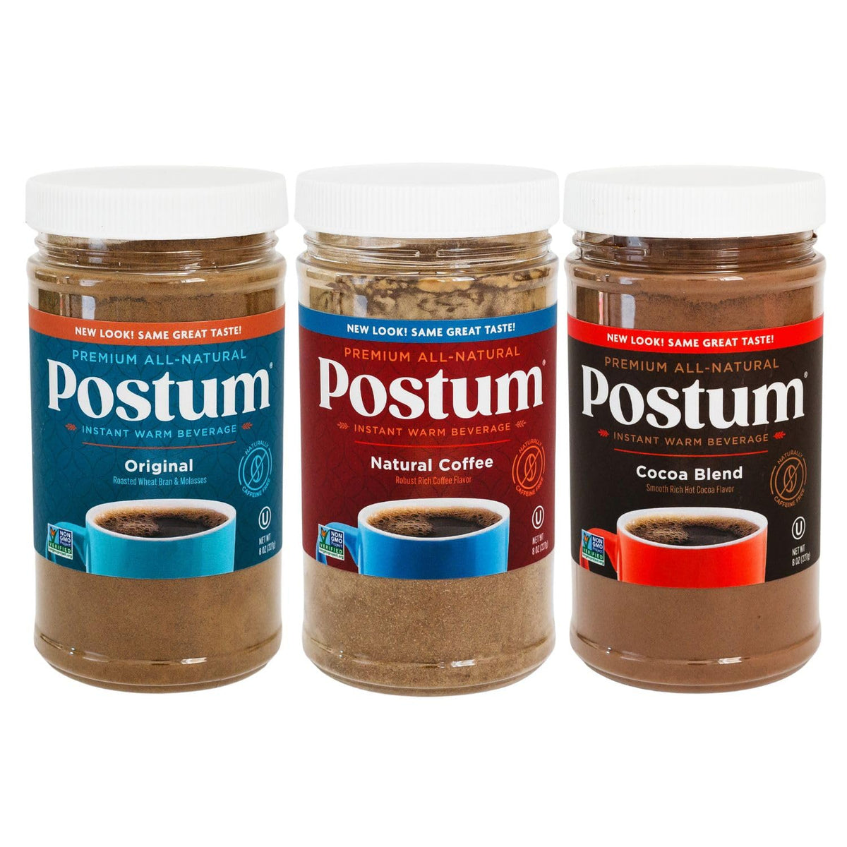 Postum Coffee Substitute Variety Bundle - Original, Cocoa, Caffeine-Free - 3 Piece Assortment