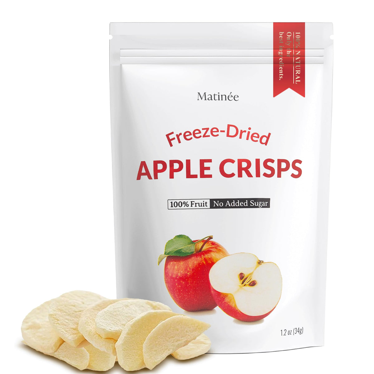 MATINÉE Freeze Dried Apple Snacks, Vegan, Non-GMO, 1.2oz (Pack of 4)