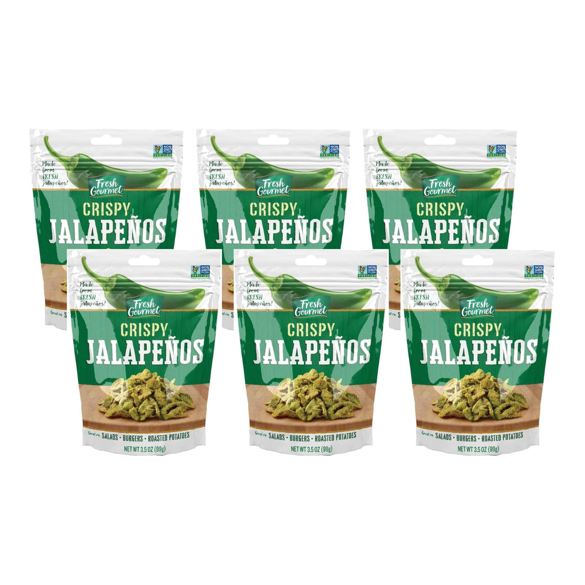 Fresh Gourmet Lightly Salted Crispy Jalapenos, 3.5 Ounce (Pack of 6)