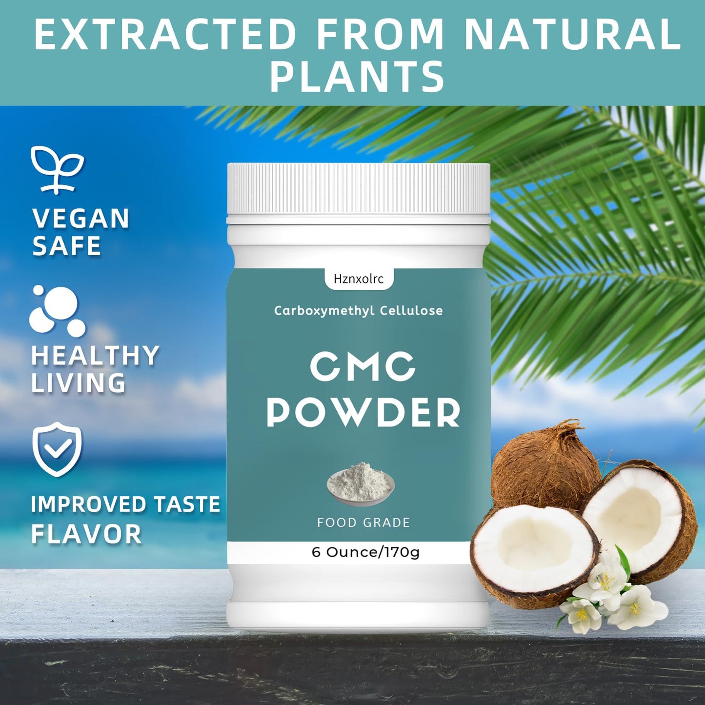 Hznxolrc CMC Powder, 100% Pure, 6 oz for Fondant, Ice Cream, Cake, Yogurt, Candy