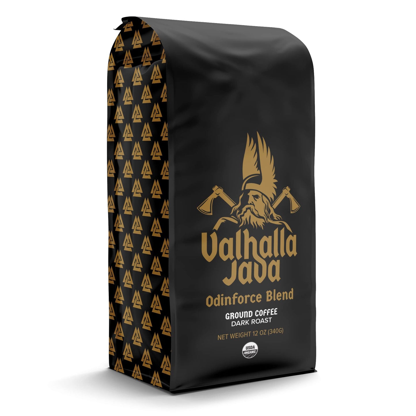 Death Wish Coffee Valhalla Java Dark Roast Ground Coffee, Bold Arabica Robusta Blend, USDA Organic, 12 Oz