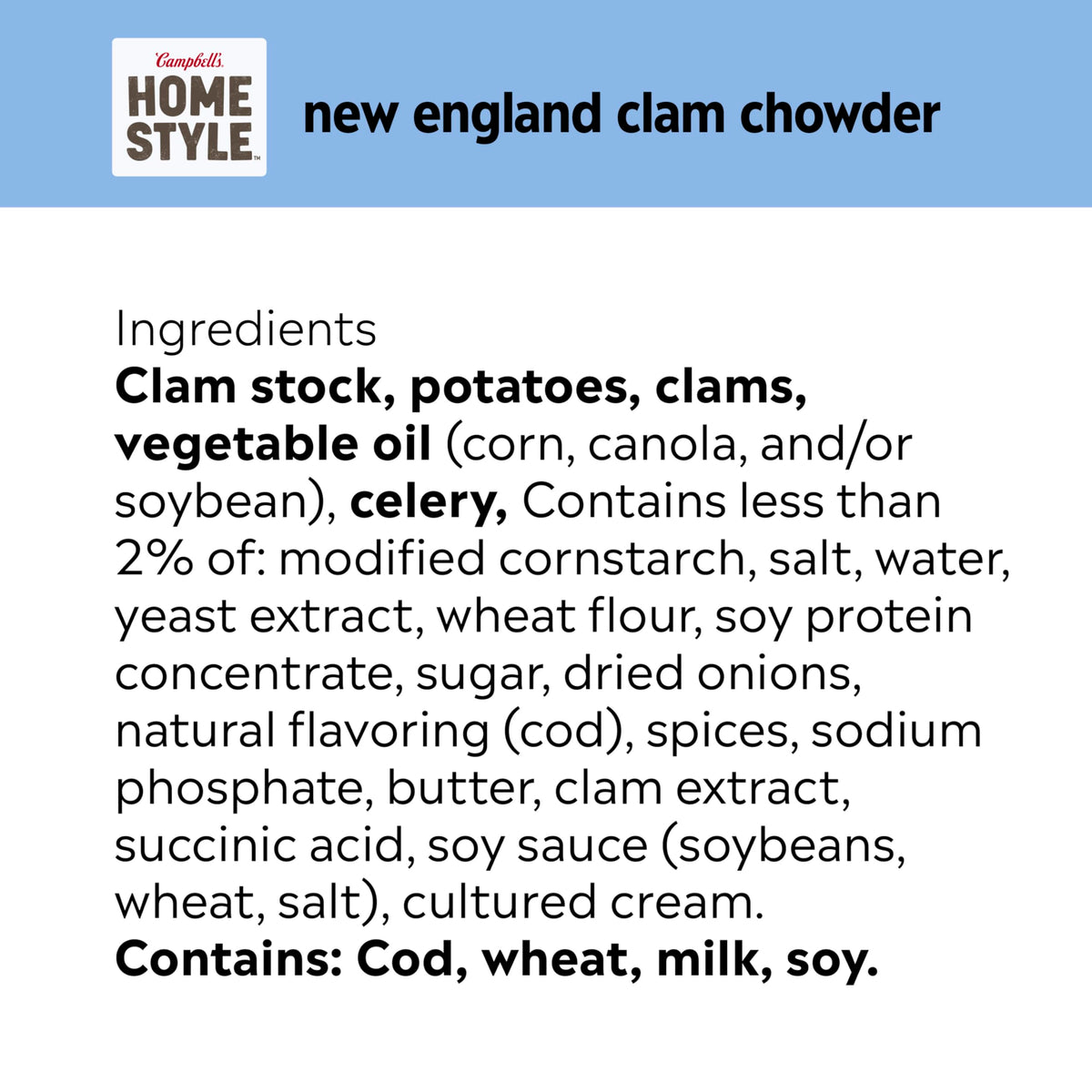 Campbells Homestyle New England Clam Chowder Soup, 16.3 oz Can
