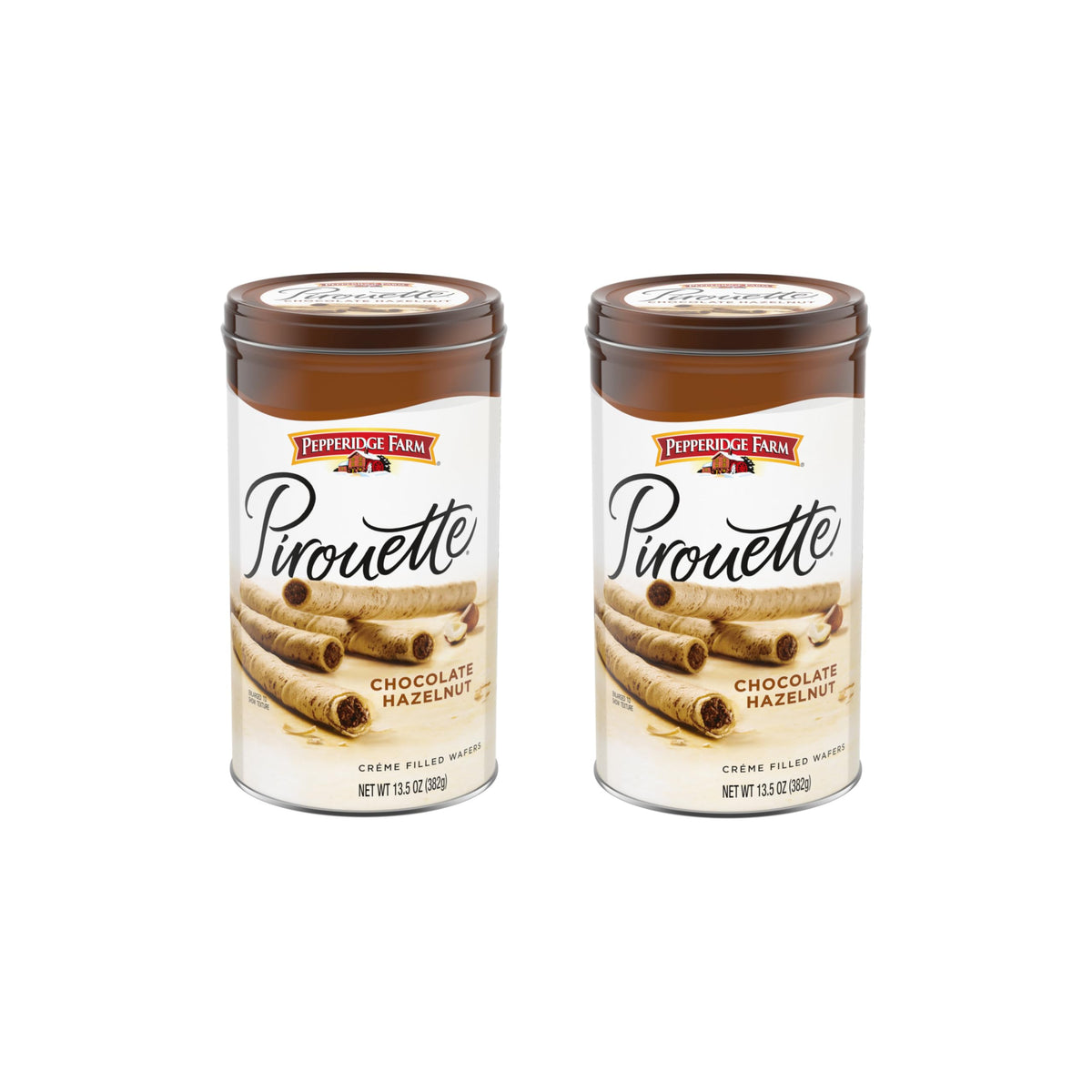 Pepperidge Farm Pirouette Cookies, Chocolate Hazelnut Cr  me Filled Wafers, 13.5 Oz Tin (Pack of 2)