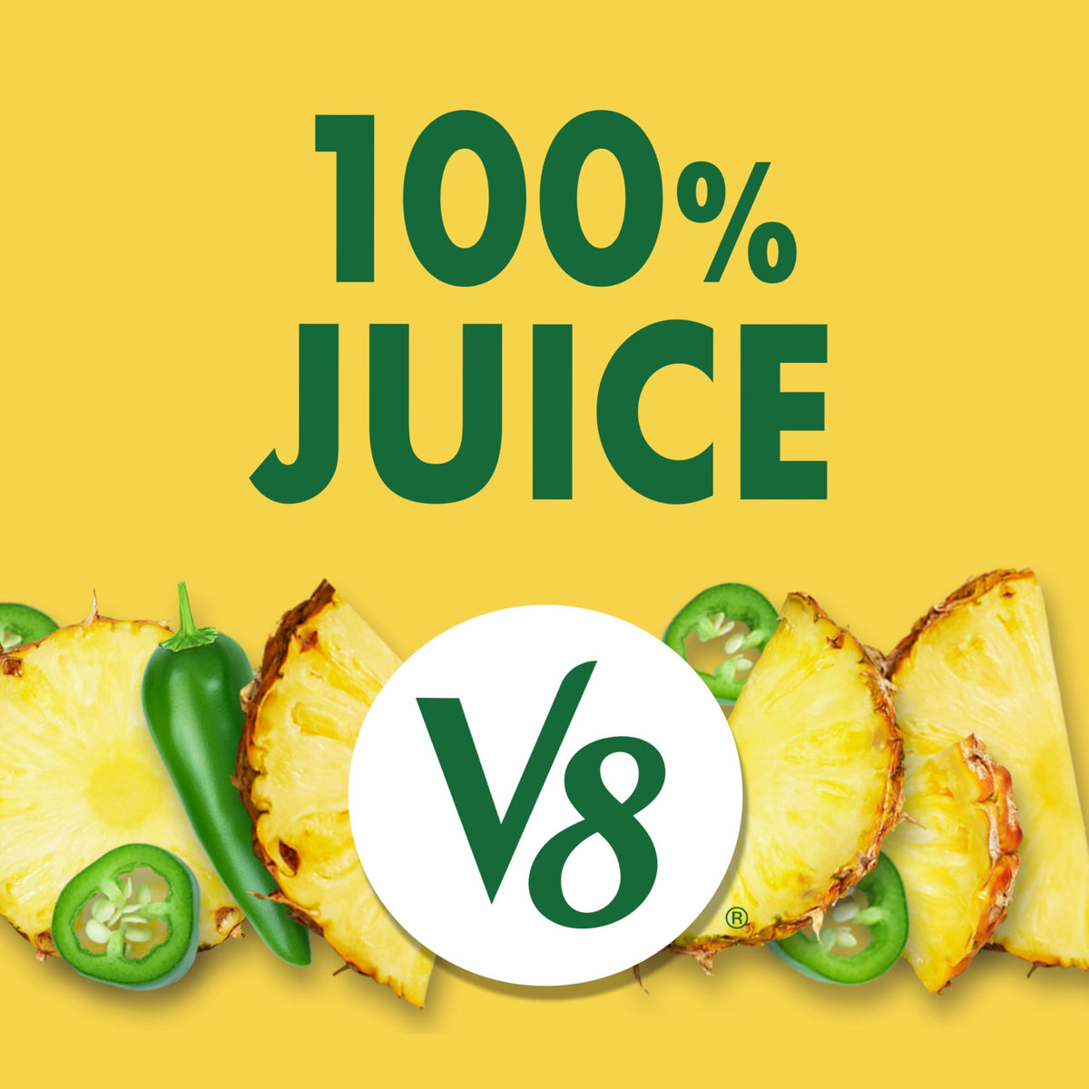 V8 Pineapple Jalapeno 100% Fruit and Vegetable Juice, 8 fl oz Can (24 Pack)