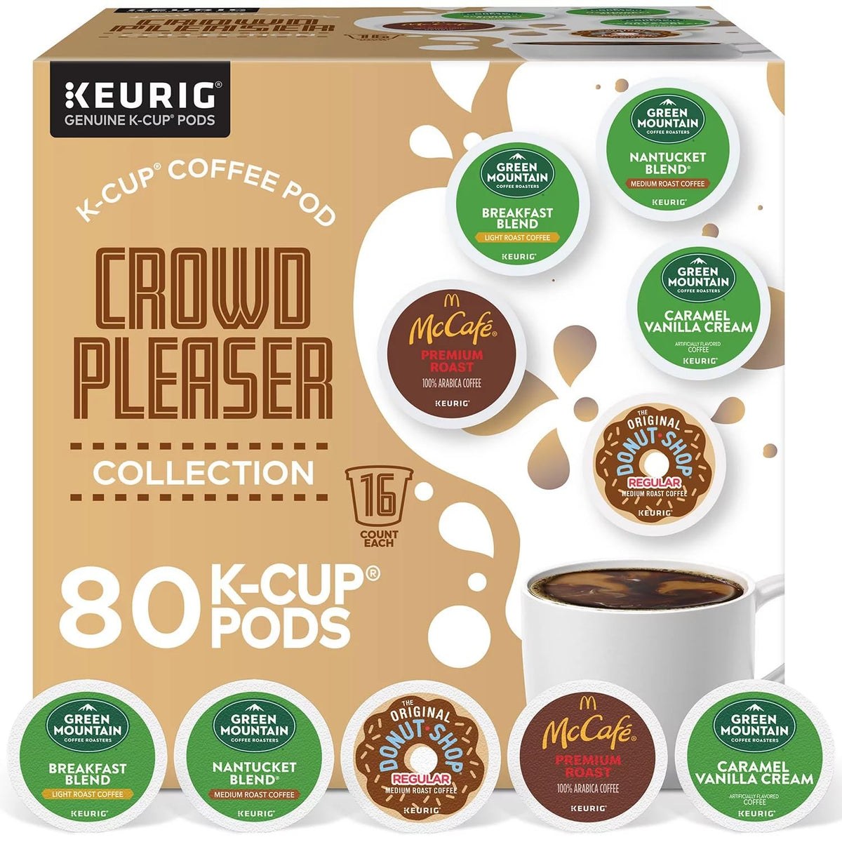 Keurig Crowd Pleaser Popular Variety Pack Single Serve Pods - 80 Count