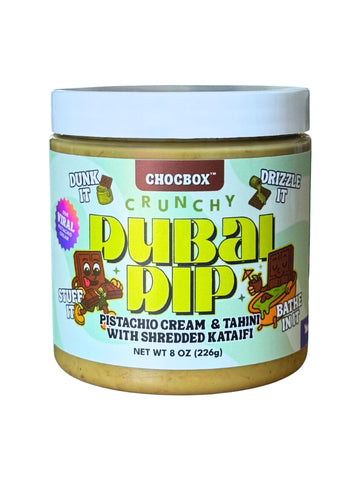 Chocbox Viral Dubai Dip - Pistachio Cream & Tahini with Shredded Crispy Kataifi or Cookie Butter with Shredded Crispty Kataifi - Sweet & Savory Spread - Crunchy Dessert Dip (8oz  Pistachio)