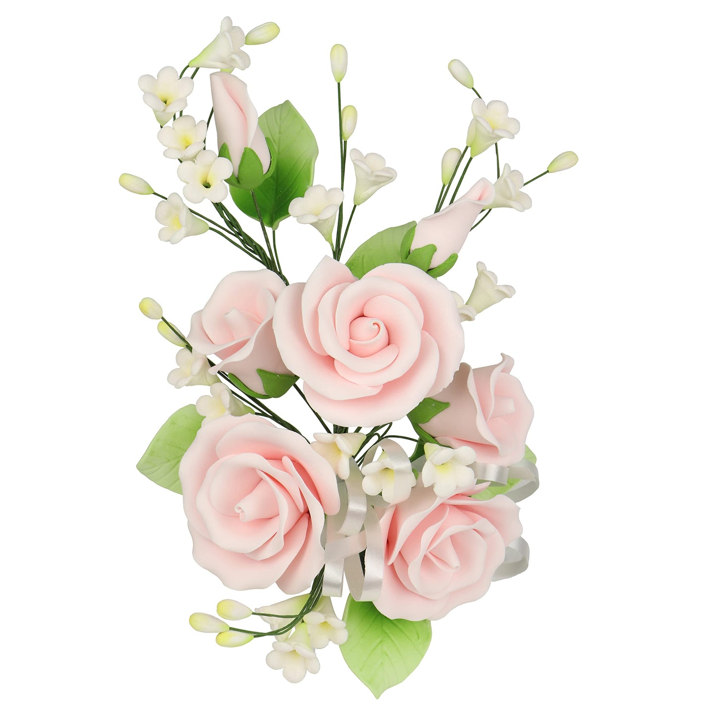 OCREME Gumpaste Edible Flower Spray, Pastel Pink Garden Rose Decoration, Model OCFLR-246 for Cakes, Candy, Cupcake Toppers