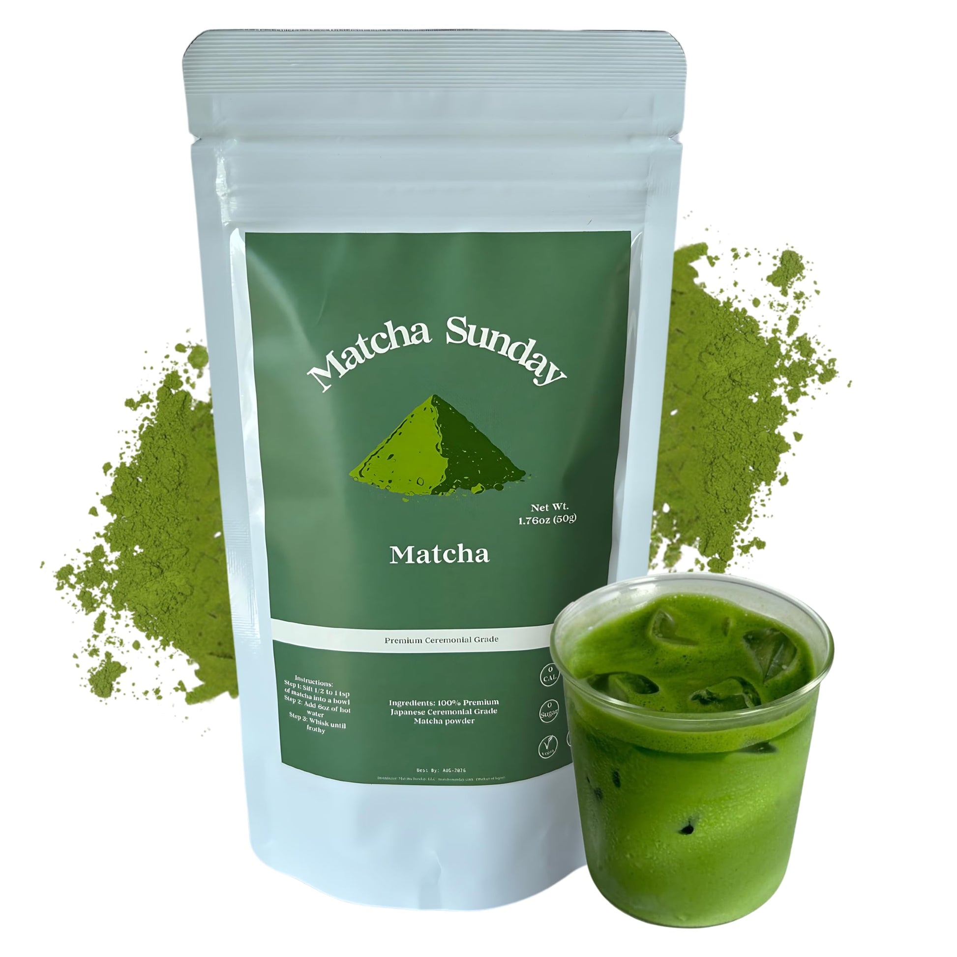 Matcha Sunday Ceremonial Grade Matcha - Kyoto  Japan - Finely Ground Green Tea Powder - Vibrant Green (50g/ 1.75oz)