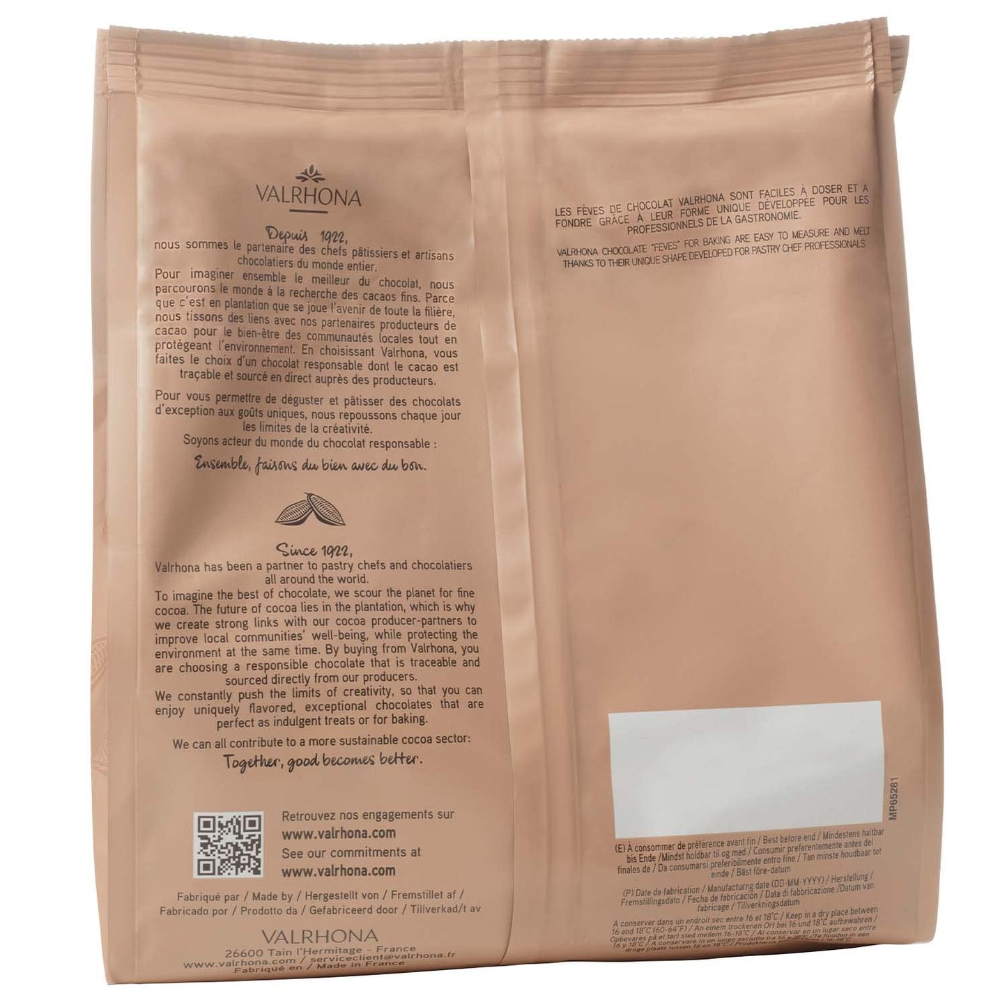 VALRHONA Milk Chocolate Discs 40% Cacao, Easy Melt for Baking, 1kg Pack