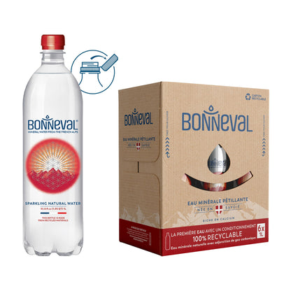 BONNEVAL - Natural Sparkling Water - 100% Pure Mineral Water from the French Alps - Naturally Filtered for 2000 Years - Rich in 