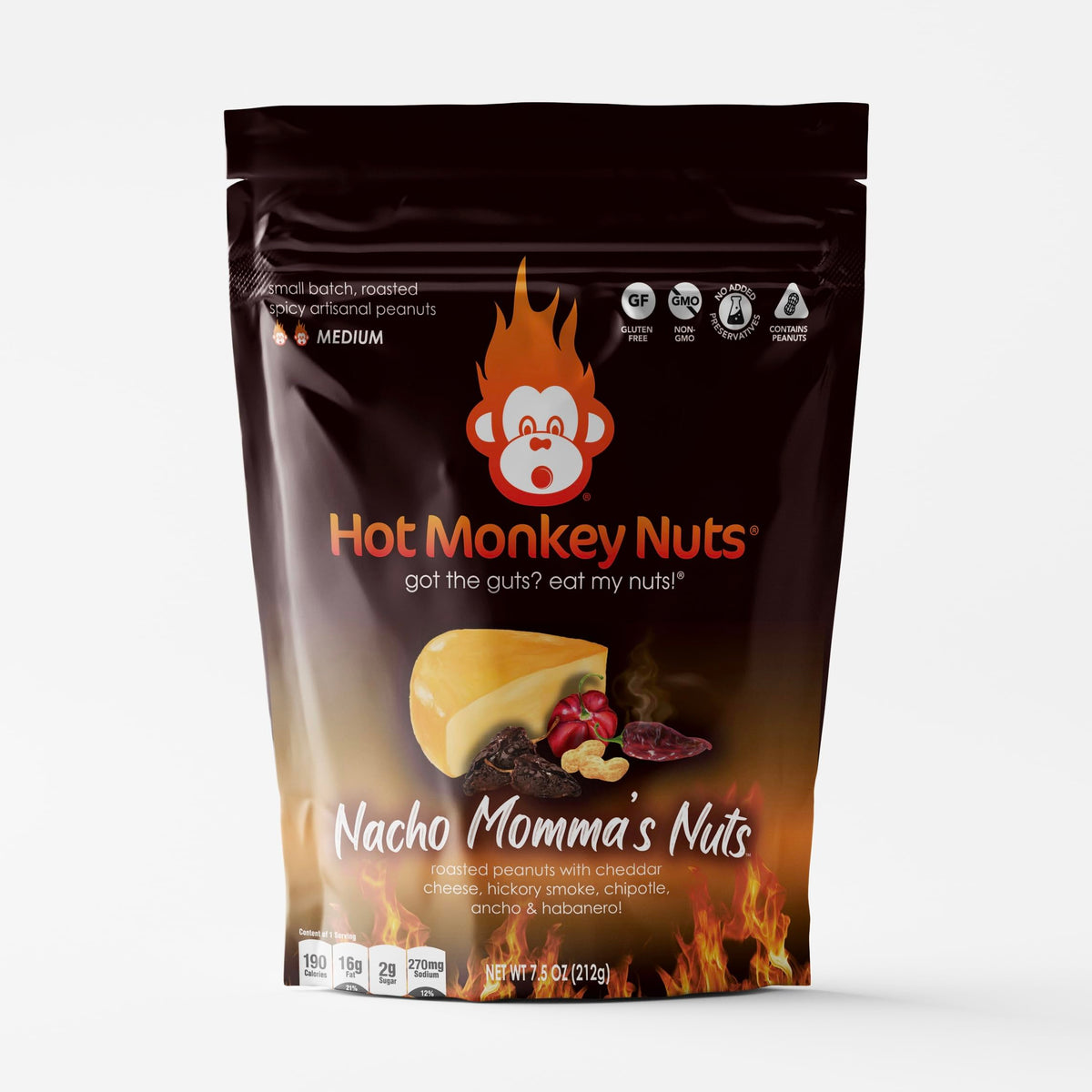 Hot Monkey Nuts Spicy Artisanal Peanuts | 3-Pack Medium Heat Roasted Peanuts | Nacho Momma'S Nuts, Sour Screamin' Onion & Jamaic