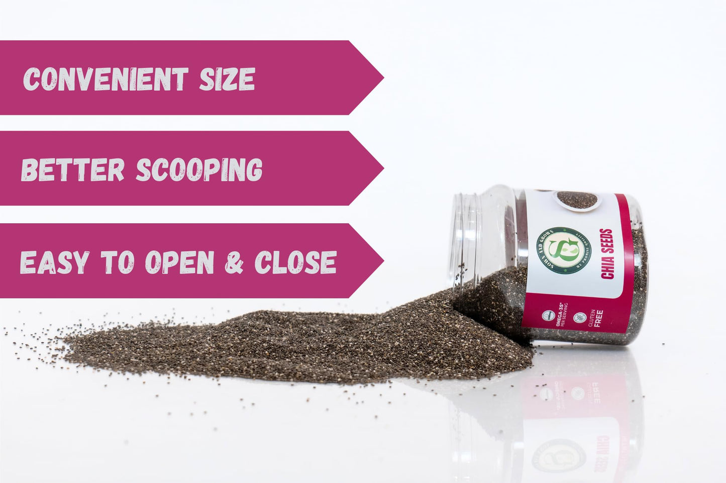 Sown-and-Grown Chia Seeds- 12oz Omega-3  Non-GMO  Keto Friendly  Source of Fiber and Chia Seeds for Weight Management