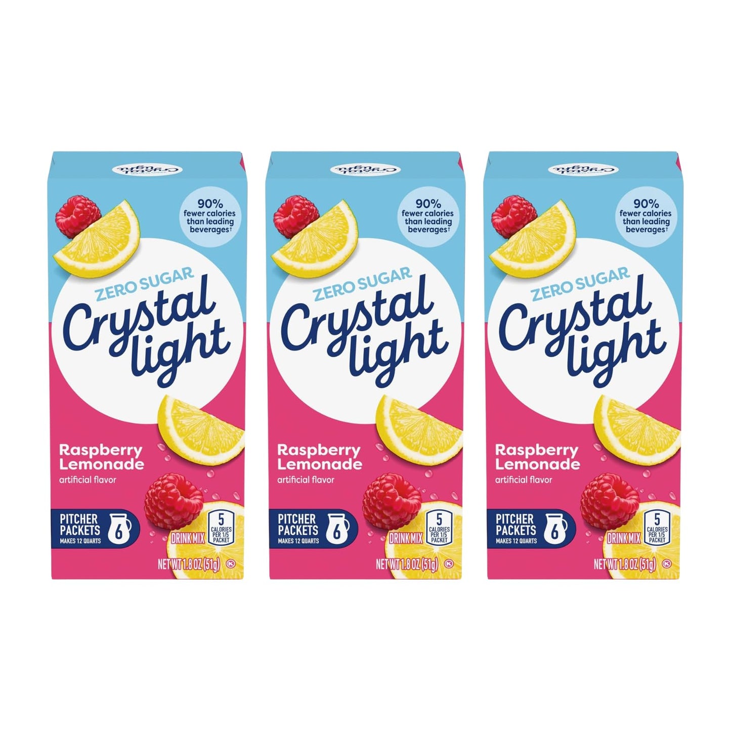 Crystal Light Raspberry Lemonade, 12 Quart 1.8 Ounce Canister (Pack of 3)