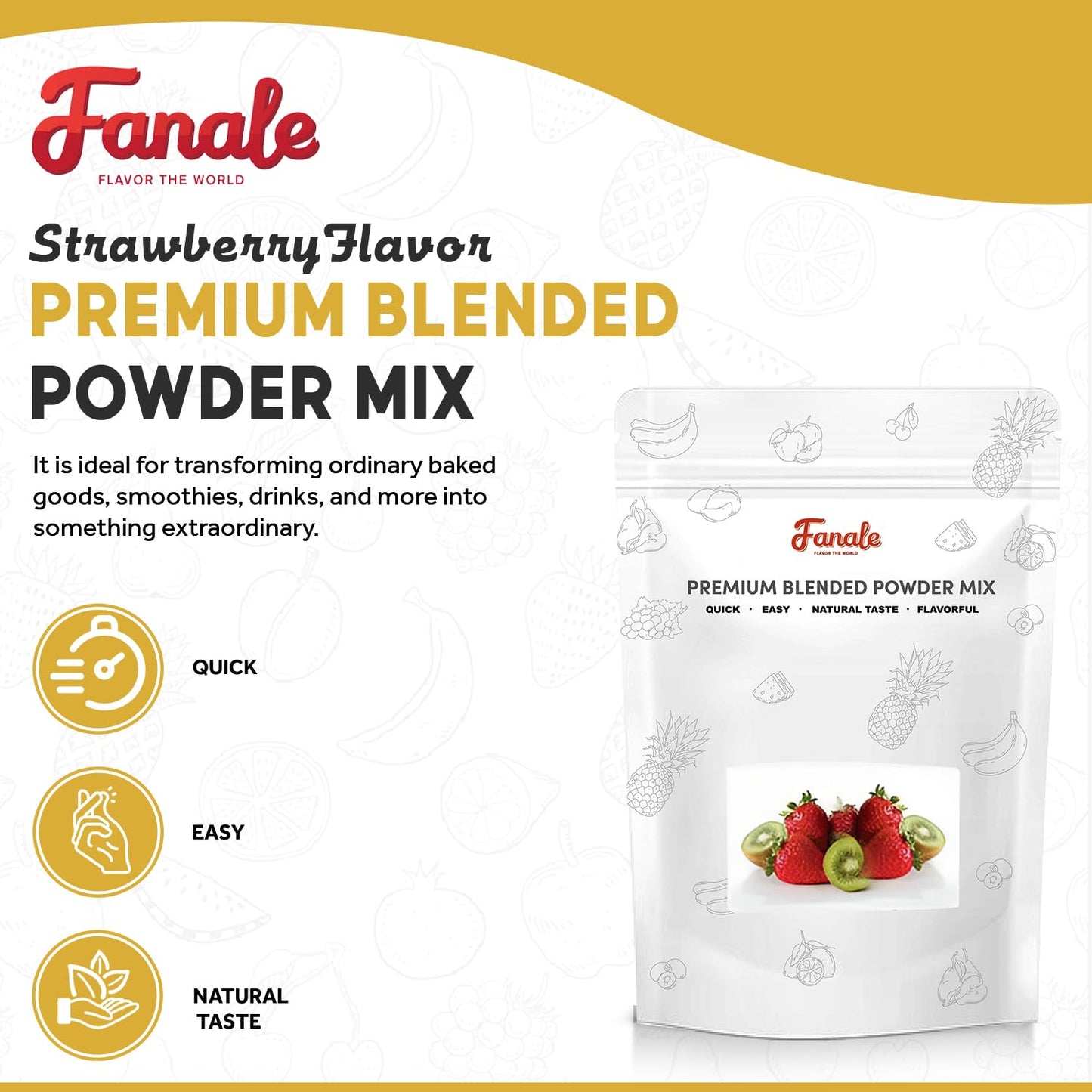Fanale Strawberry Bubble Tea Flavoring Powder | 2.2 Pounds (Pack of 20) | Ideal for Baking, Smoothies, Desserts, and Drinks