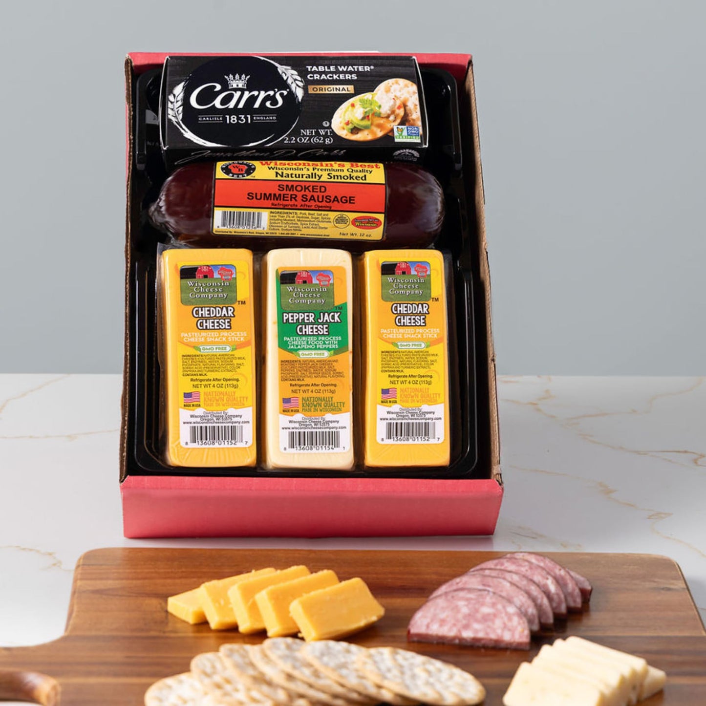 Wisconsin Cheese Company - Classic Wisconsin Cheese & Sausage Holiday Gift Box - 100% Wisconsin Cheddar & Pepper Jack Cheese,  Er And Sausage Gift Box | Perfect For Parties, Charcuterie Boards, And Holiday Gifts