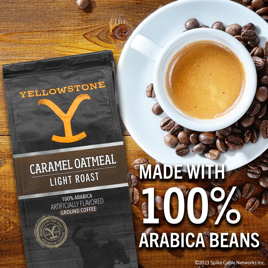 Y Yellowstone Caramel Oatmeal Light Roast Coffee, 100% Arabica, 36 oz. Ground Coffee, Pack of 3
