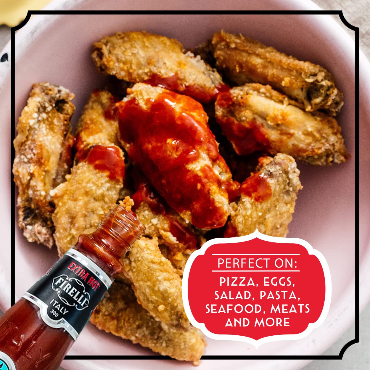 FIRELLI Extra Hot Italian Hot Sauce | 5oz Bottle (Pack of 1) | Perfect Added Kick for Wings or Pizza | Hottest Italian Hot Sauce, Gluten Free, Keto, Made in Italy With Calabrian Chili Peppers