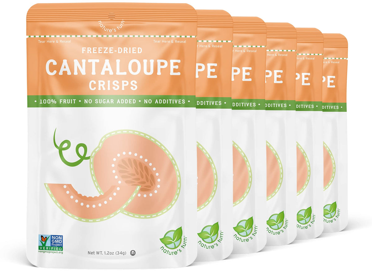 Natures Turn Freeze-Dried Fruit Snacks, Cantaloupe Crisps, Pack Of 6 (1.2 Oz Each)