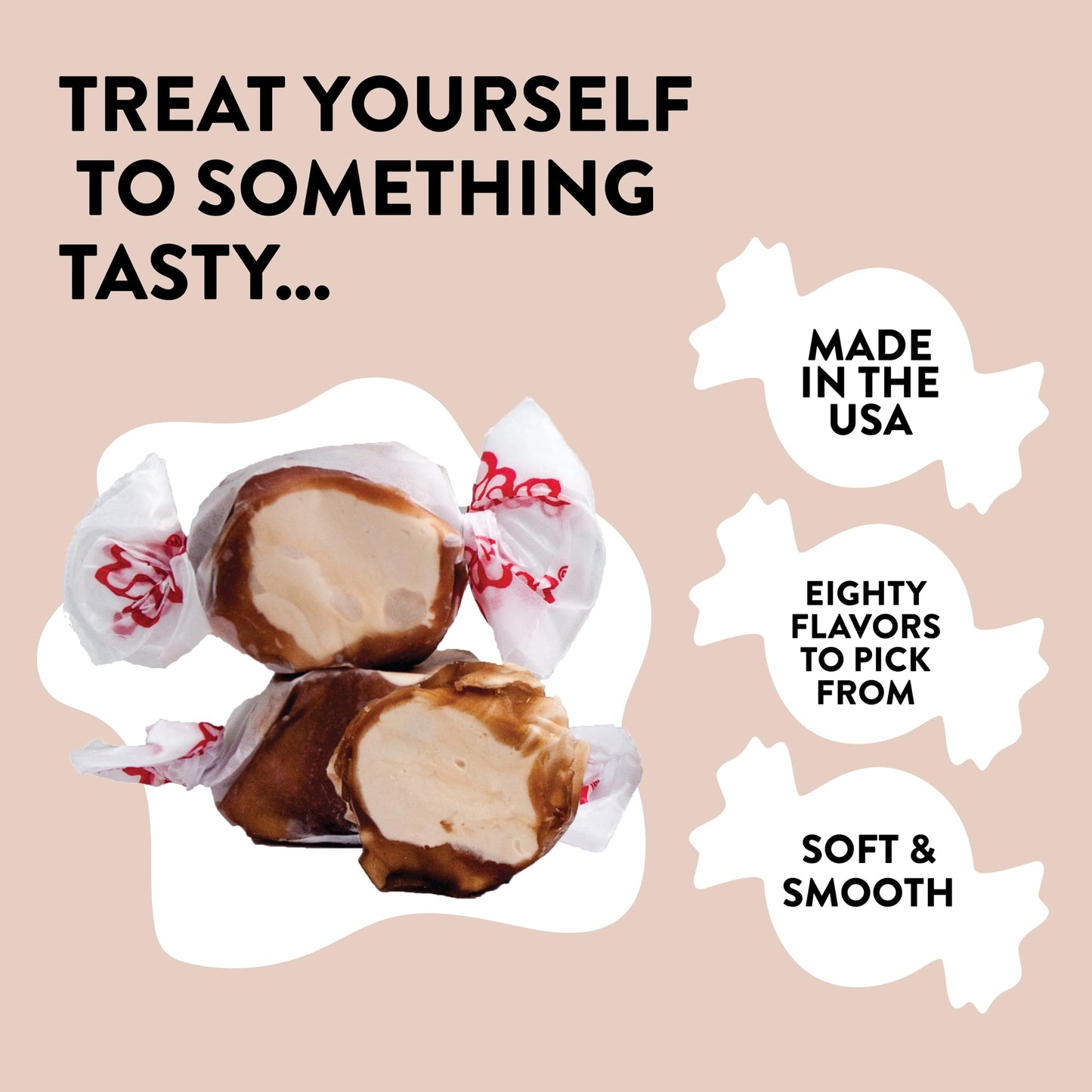 Taffy Town Saltwater Taffy- Chocolate Malt | Gourmet Taffy| Nougat-Style Candy| Soft & Delicious| Sumer Snack Treats| Party Good