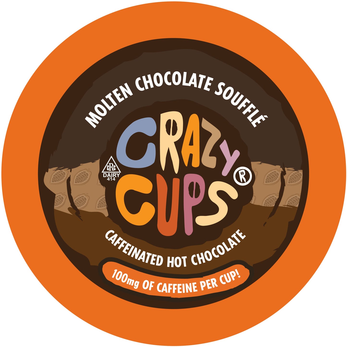 Crazy Cups Caffeinated Hot Chocolate Pods, 22 Count, Coffee Substitute for Keurig K Cups, Molten Chocolate Souffle Flavor