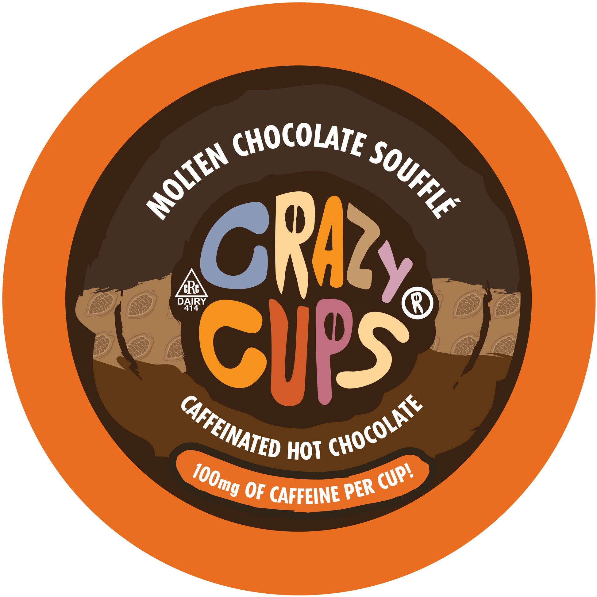 Crazy Cups Caffeinated Hot Chocolate Pods, 22 Count, Coffee Substitute for Keurig K Cups, Molten Chocolate Souffle Flavor