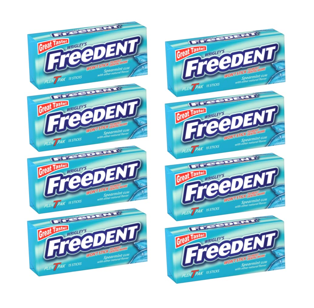 Freedent Gum Plen T Packs, Spearmint Flavor, 15 Count (Pack of 8)