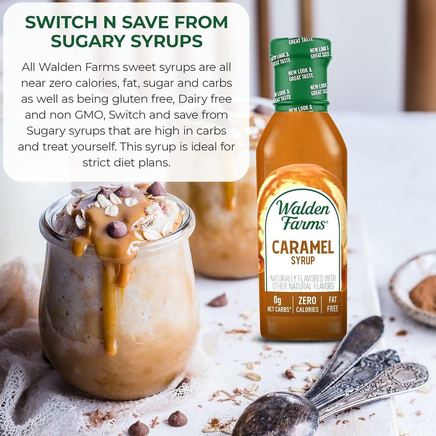 Walden Farms Caramel (2 Bottles) Syrup, Sugar Free, Calorie Free, Fat Free, Carb Free, Gluten Free (24 Oz) By Walden Farms