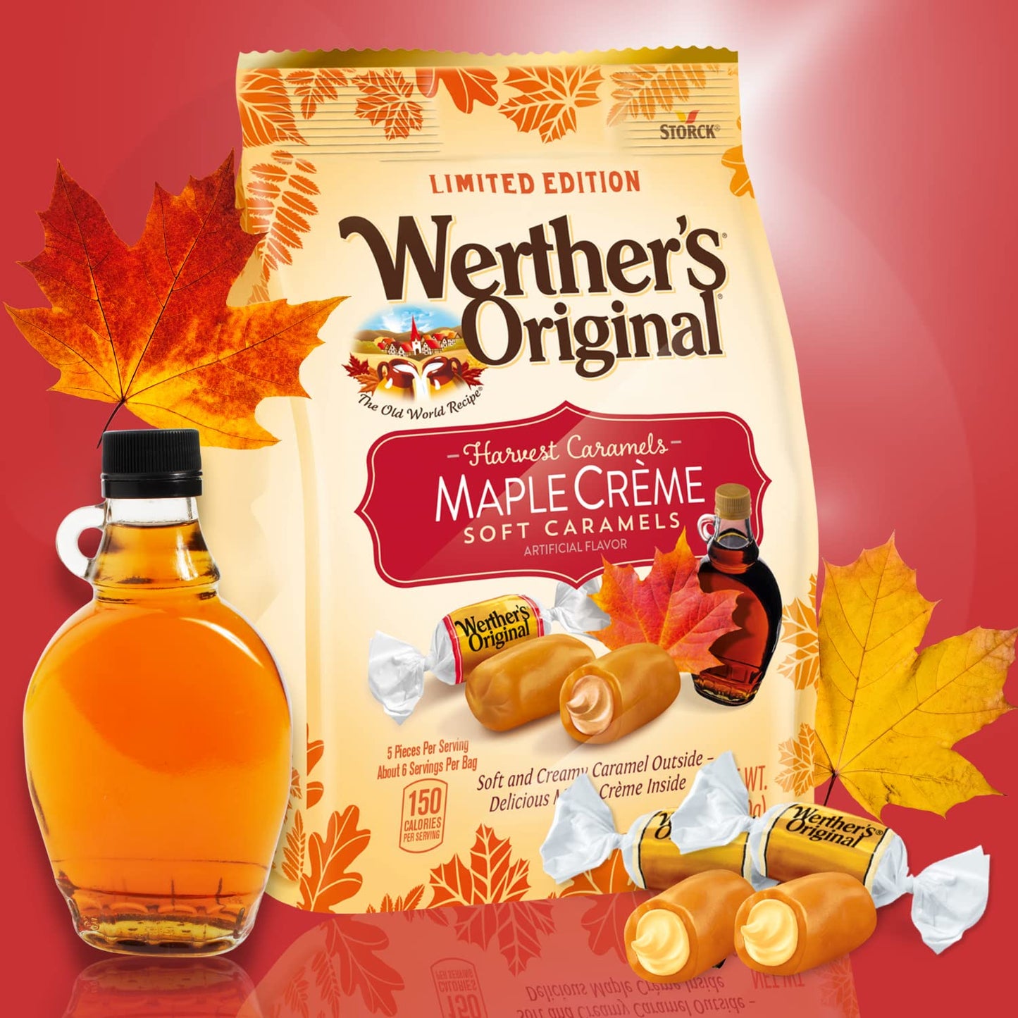 Sweetzo Harvest Soft Caramels, Pumpkin Spice & Caramel Apple, 8 oz, Bulk Individually Wrapped Fall Candies, Multi-Color Pack of 3