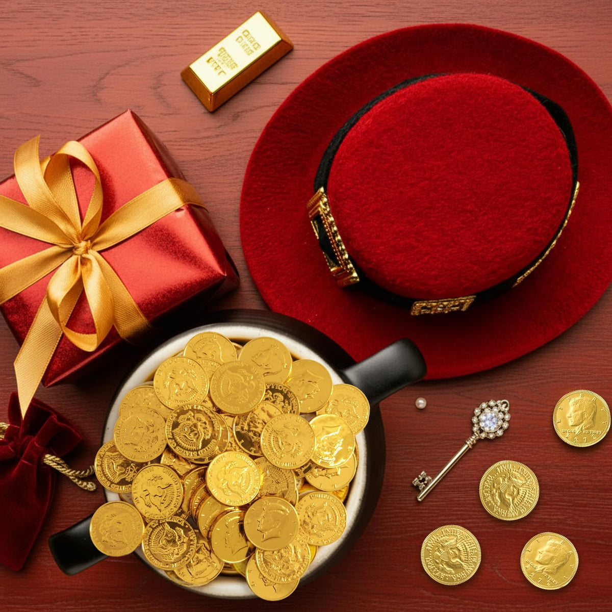 Gold Chocolate Coins, 100 Pack Of Gold Chocolate Coins Bulk, Ideal Coin Candy For Themed Parties, Events And Celebrations, Perfect For Gift Bags And Festive Decorations Christmas And St Patricks Day.