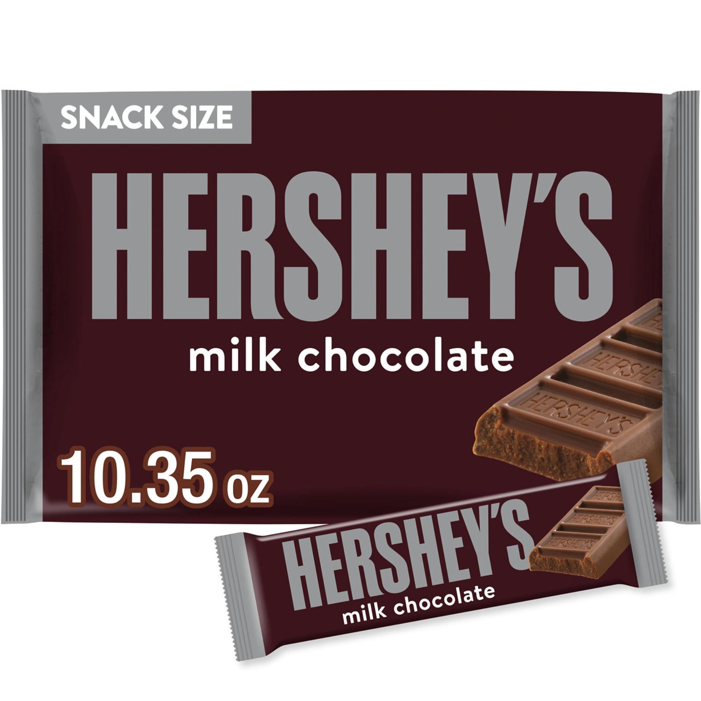 HERSHEYS Milk Chocolate Snack Size, Candy Bag, 10.35 oz