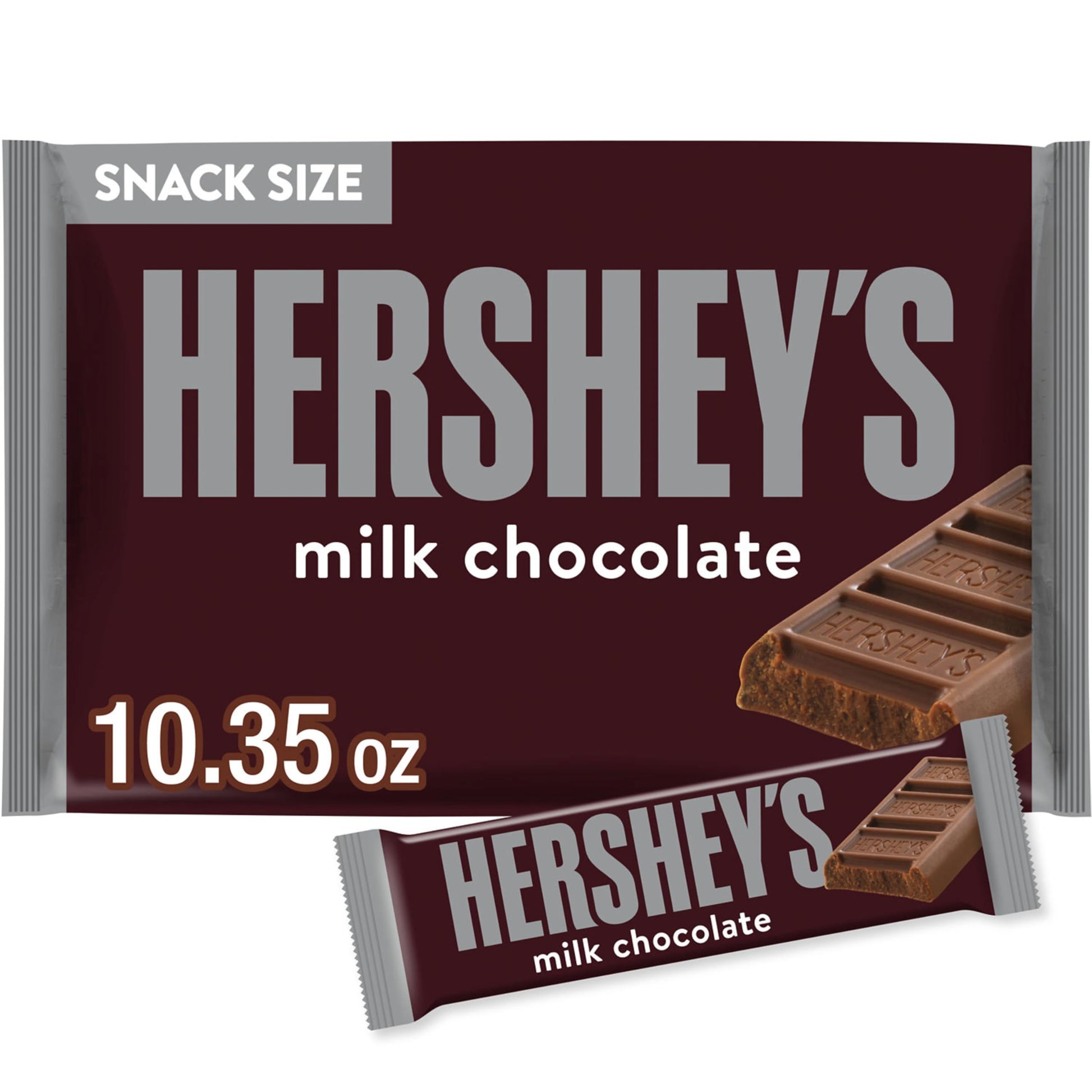 HERSHEYS Milk Chocolate Snack Size, Candy Bag, 10.35 oz