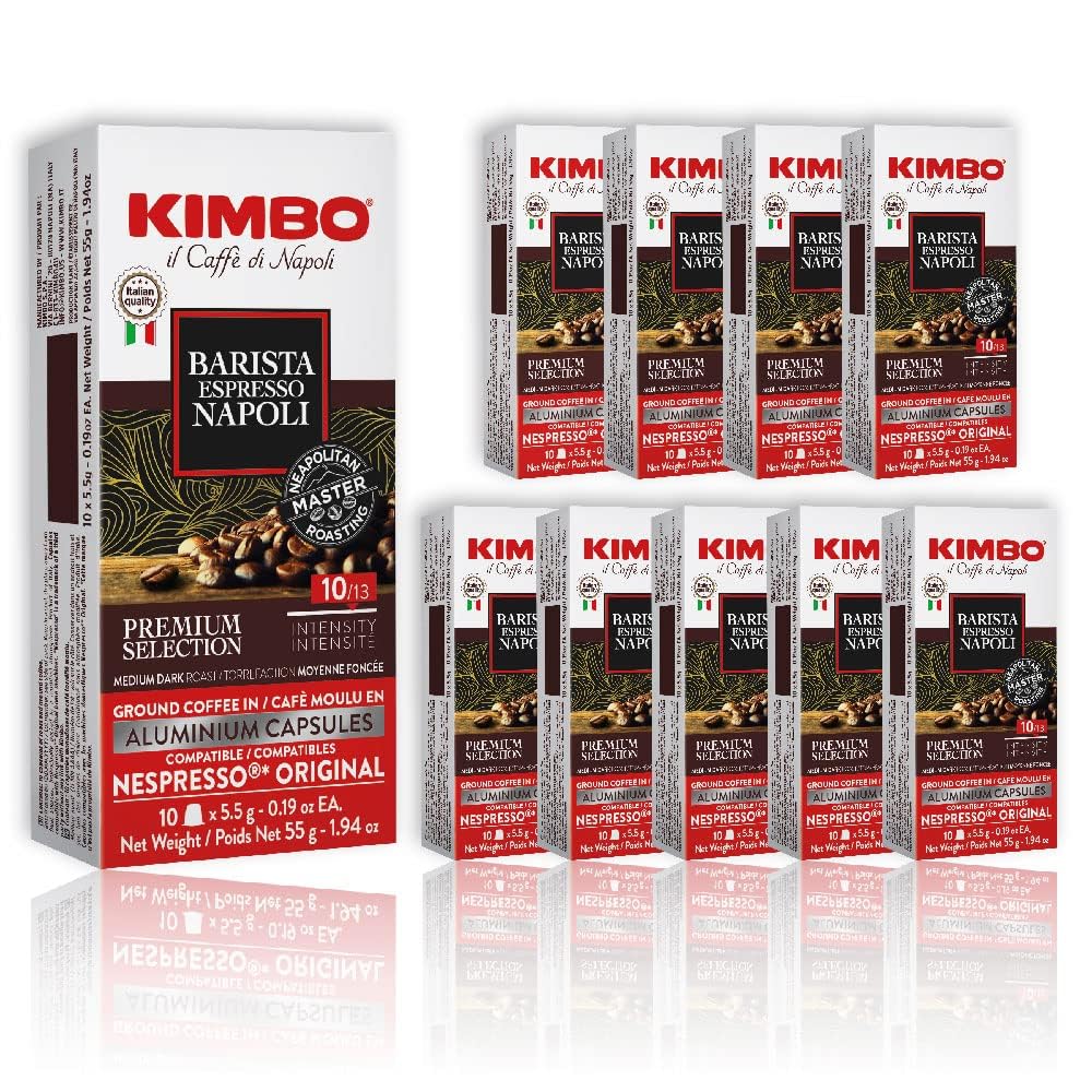 KIMBO Barista Napoli Espresso Capsules, Nespresso Compatible, Medium Dark Roast, 100 Count