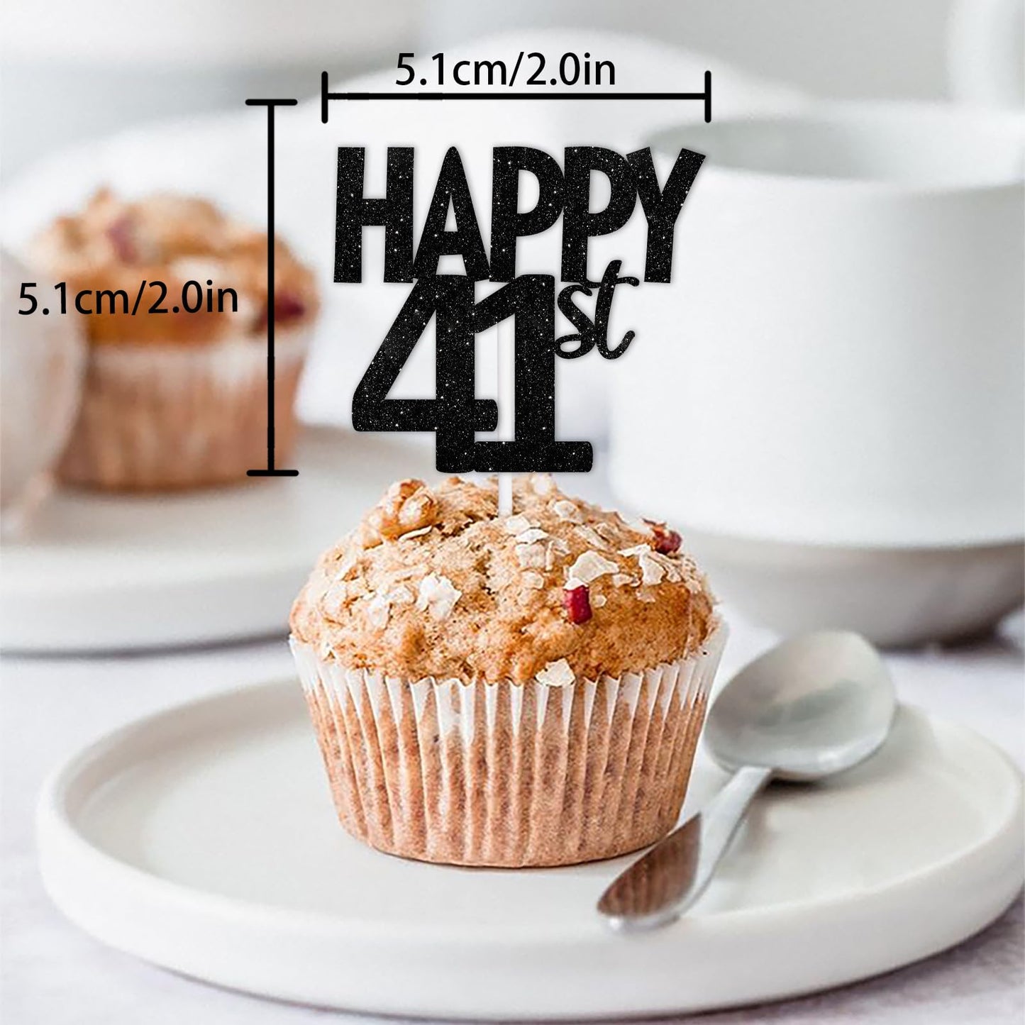 18Pcs Black Glitter Happy 41St Dessert Cupcake Topper Pick For Funny Legend Since 1984 Theme Decor Supplies Men Women Happy 41 B