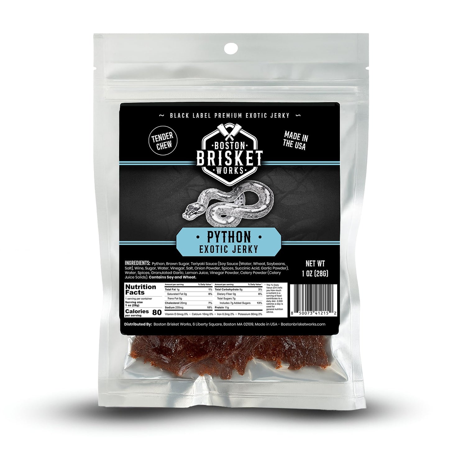 Python Jerky - 100% Python Meat - Exotic Wild Game Snack - Unique Gift For Men  Boyfriend  Husband - Novelty Gag Gift & Cool Guy Idea