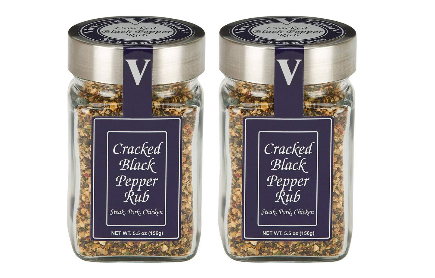 Cracked Black Pepper Rub- 5.5 Oz. Jar (Pack Of 2) - A Classic Montreal Style Steak Seasoning Blend. Use On Steak, Chicken, Pork