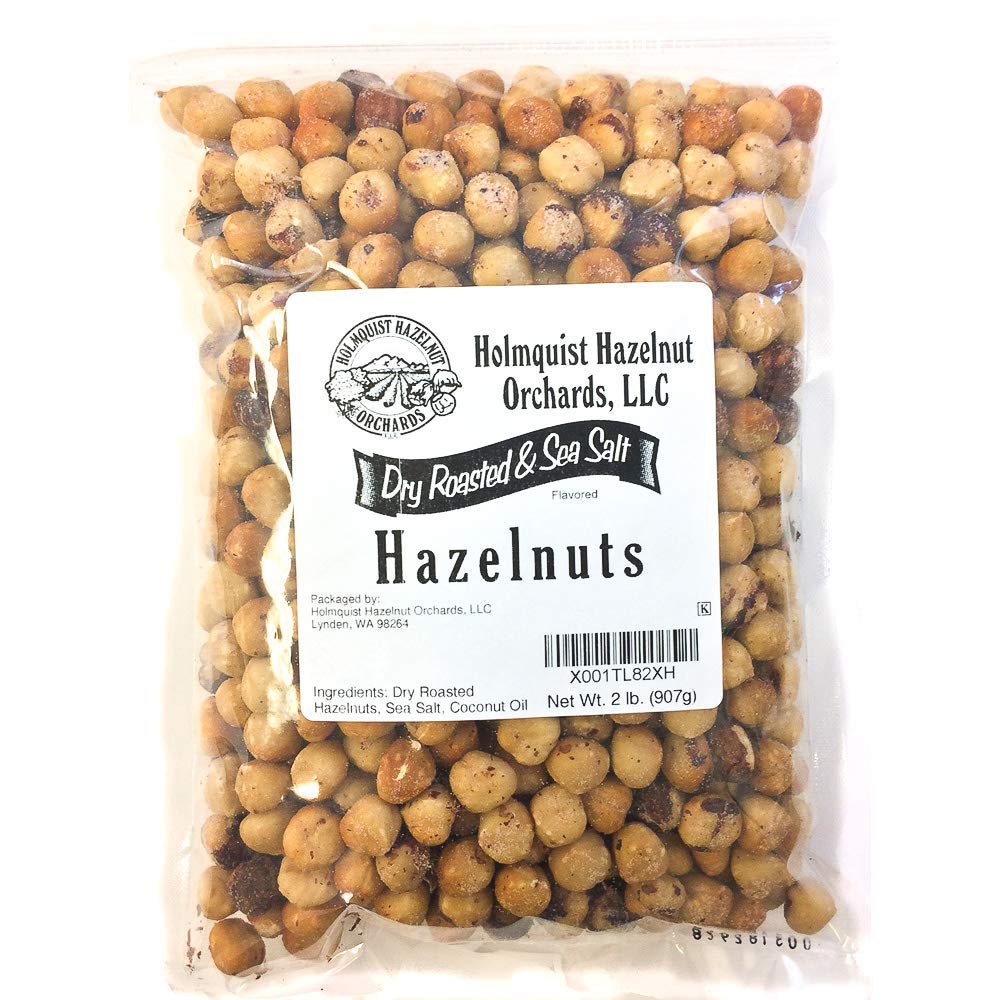 2 Lb | Holmquist Hazelnuts Dry Roasted Hazelnuts | Sea Salt | Skins Mostly Removed | Heart Healthy | Non-Gmo, Gluten Free, Koshe