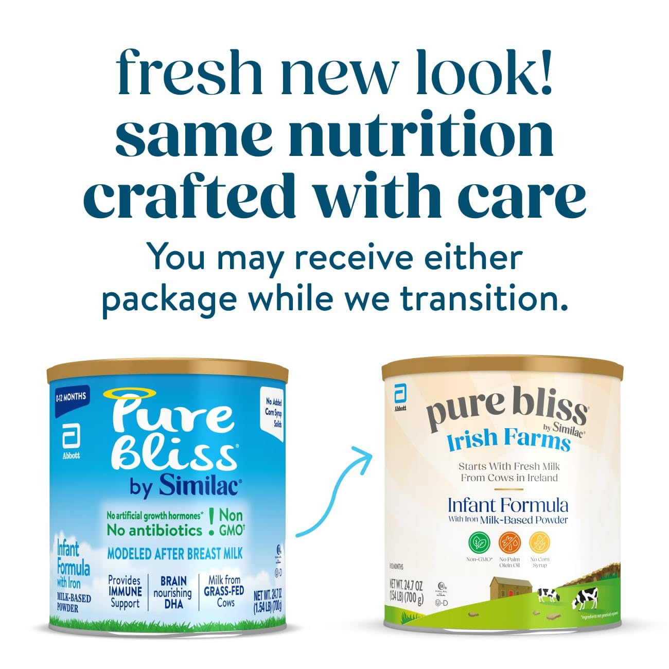 Pure Bliss By Similac Irish Farms Infant Formula, Easy To Digest, Non-Gmo, Powder, 24.7-Oz Can